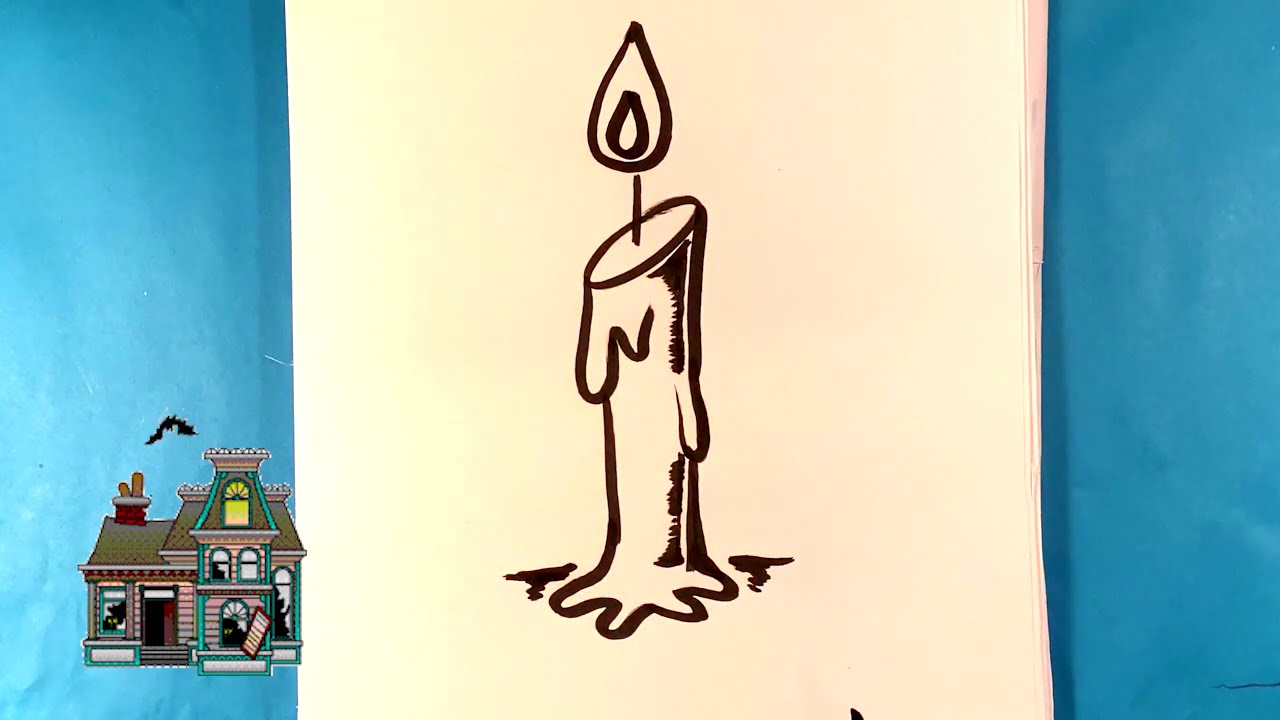 How to Draw Spooky Candle - Halloween Drawings Now 1