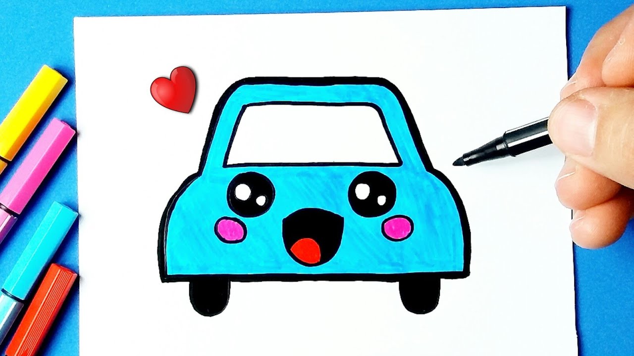 Como desenhar carro fofo Kawaii ❤ Desenhos Bonitos - Desenho para Desenhar 