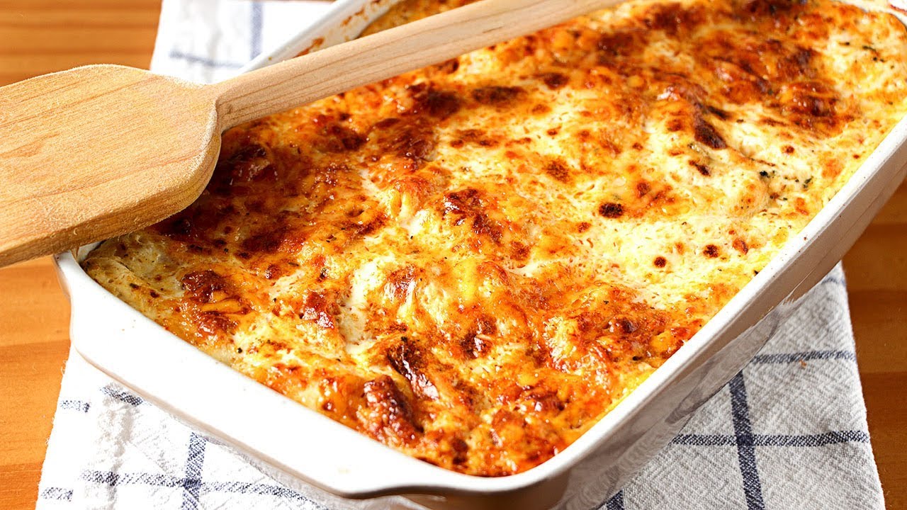 Macarrones "Perezosos" con queso y chorizo - Receta de macarrones al horno más fácil del mundo! 