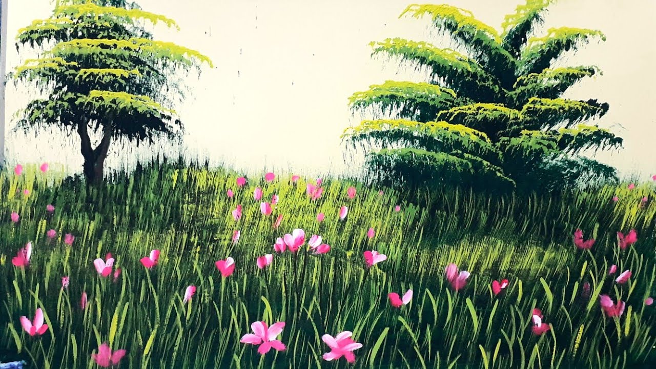 Grass painting in details || step by step tutorial for beginners 
