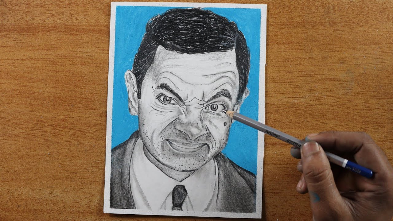 How to Draw funny Face / Pencil sketch drawing / Mr. Bean Portrait drawing 