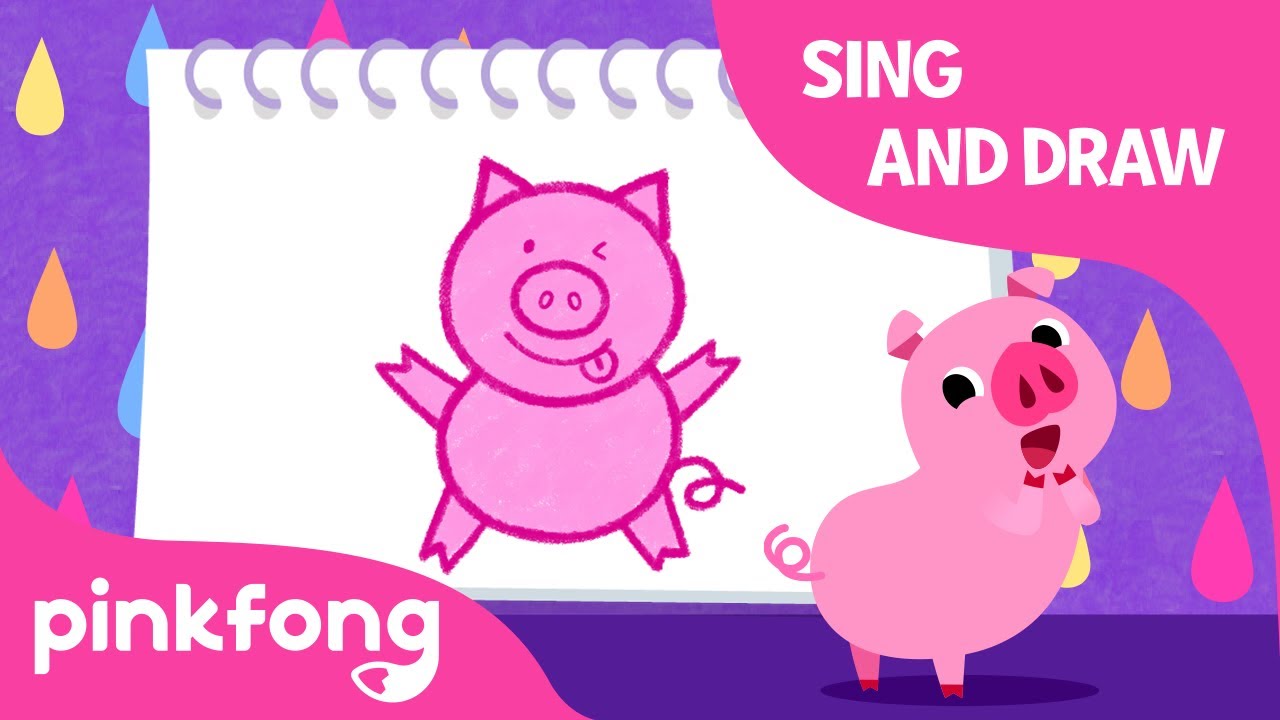 Draw a Baby Piggy and Did You Ever See My Tail? | Sing and Draw | Pinkfong Songs for Children 