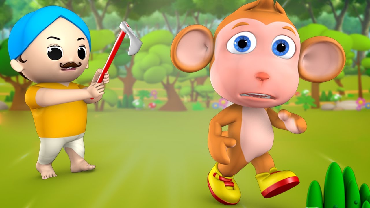 குறும்பு குரங்கு வால் வெட்டு தமிழ் கதை - Funny Monkey Tail Cut Tamil Story 3D Kids Moral Stories 