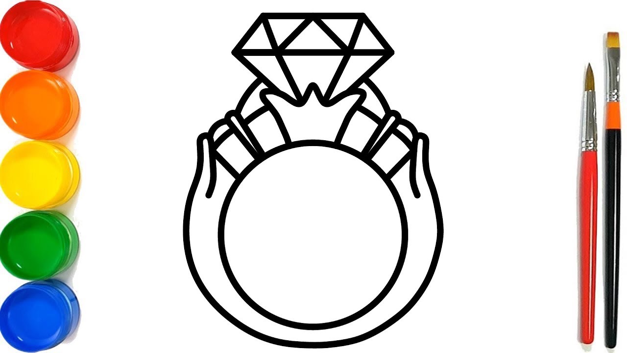 Glitter Diamond Ring drawing and coloring Pages For Kids | Cincin Berlian Halaman Mewarnai 