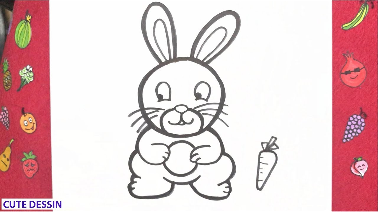 Comment dessiner et colorier un lapin mignon facilement étape par étape 5 – Dessin lapin 