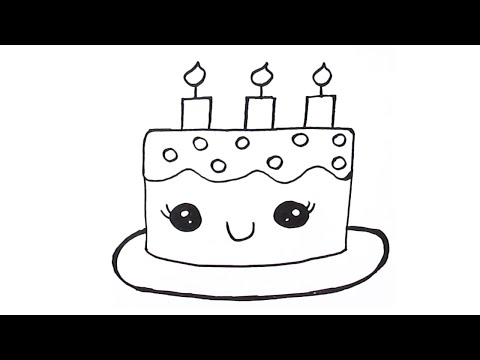 How To Draw A Birthday Cake Step By Step Easy Drawing Tutorial For Kids