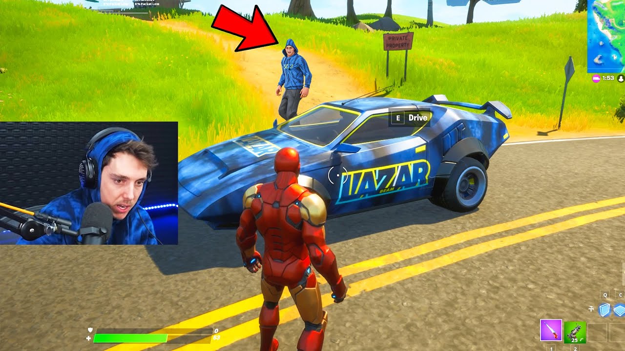 Stealing *YOUTUBERS* Cars in Fortnite 