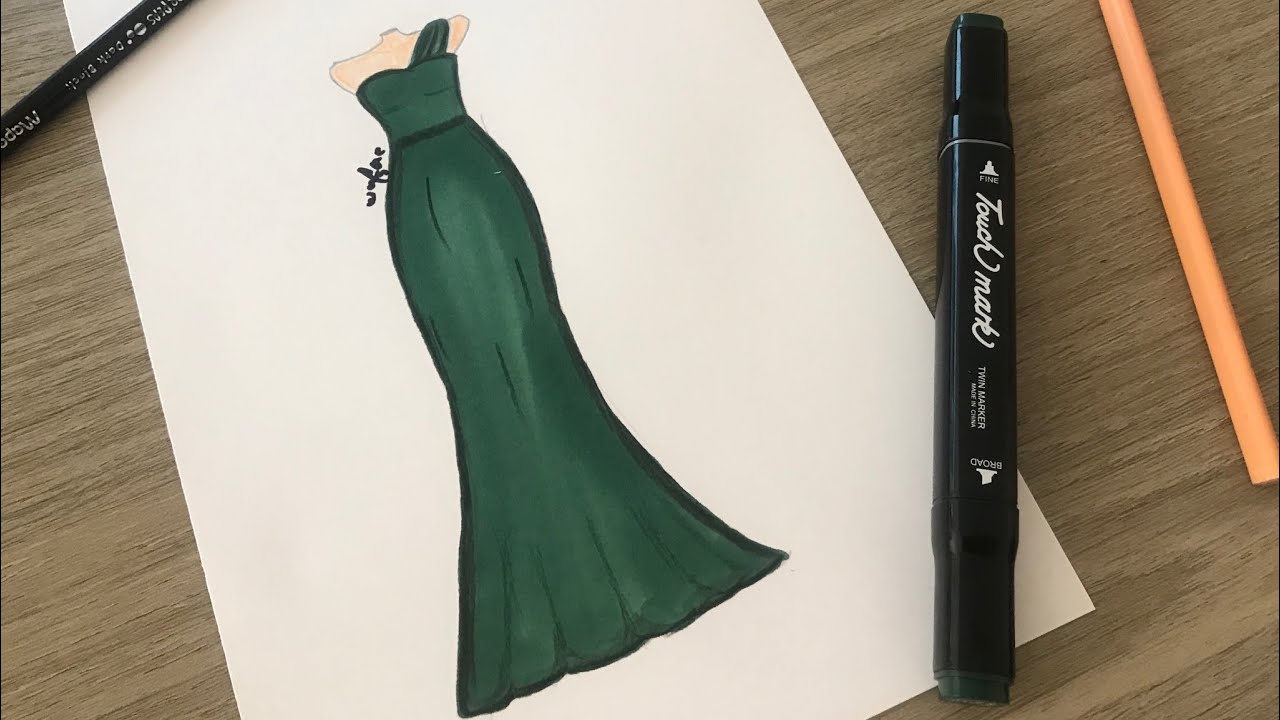 Comment dessiner une robe /How to draw a dress/ Wie zeichnet man ein Kleid 