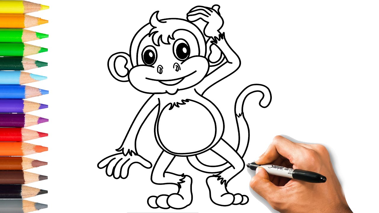 How to draw a monkey easy. learn drawing simple and step by step with draw easy 