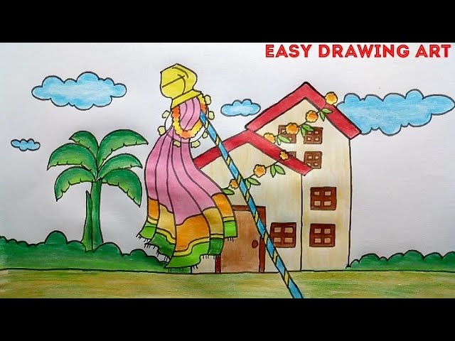How To Draw Gudi Padwa Scenery Drawing à¤ à¤¡ à¤ªà¤¡ à¤µ à¤¤ à¤¯ à¤¹ à¤° à¤ à¤ à¤¤ à¤° Gudi Padwa Festival Poster Gudi padwa is a grand celebration in maharashtra commemorating the local new year. how to draw gudi padwa scenery drawing