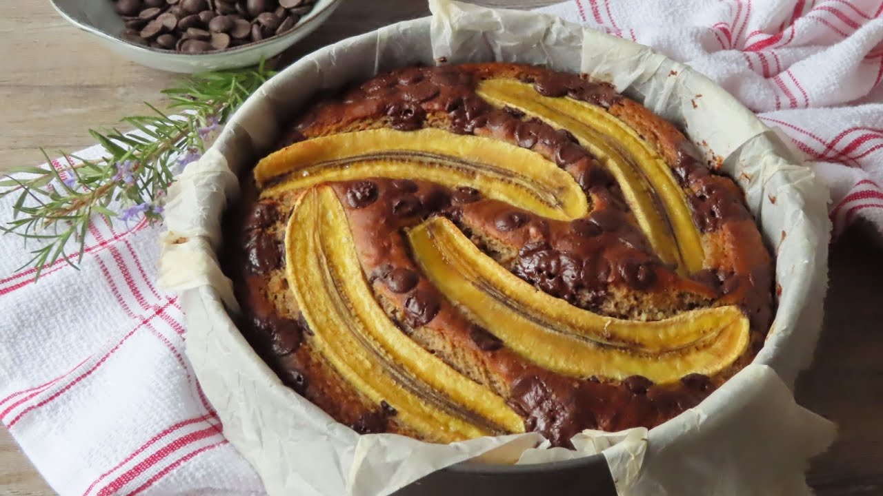 Bizcocho de plátano y chocolate (sin separar ni montar claras) 