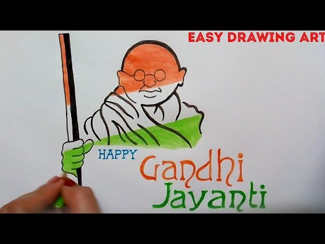 how to draw gandhi jayanti poster drawing 