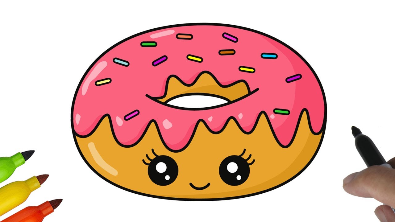 Cara Menggambar Donat Lucu / How to Draw a Cute Doughnut 
