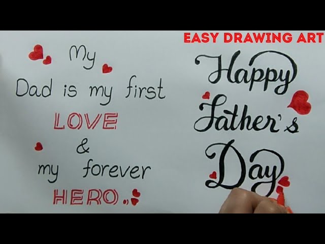 how to make easy father's day greeting card drawing || how to write father's day thought in style 