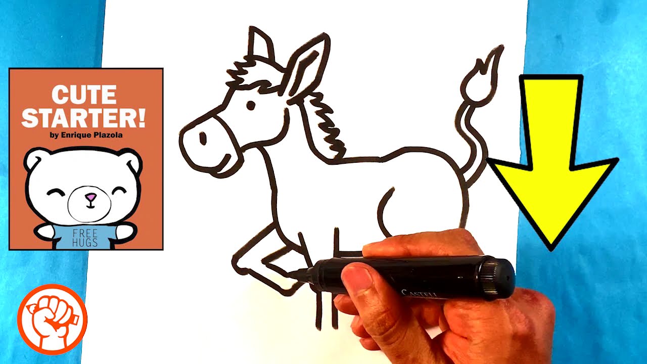 How to Draw a Donkey - Cartoon Animals - Easy Pictures to Draw 