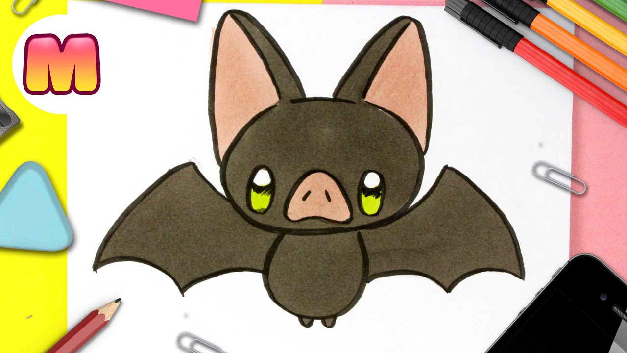 COMO DIBUJAR UN MURCIELAGO KAWAII ?Fácil y paso a paso ?Como dibujar halloween kawaii 