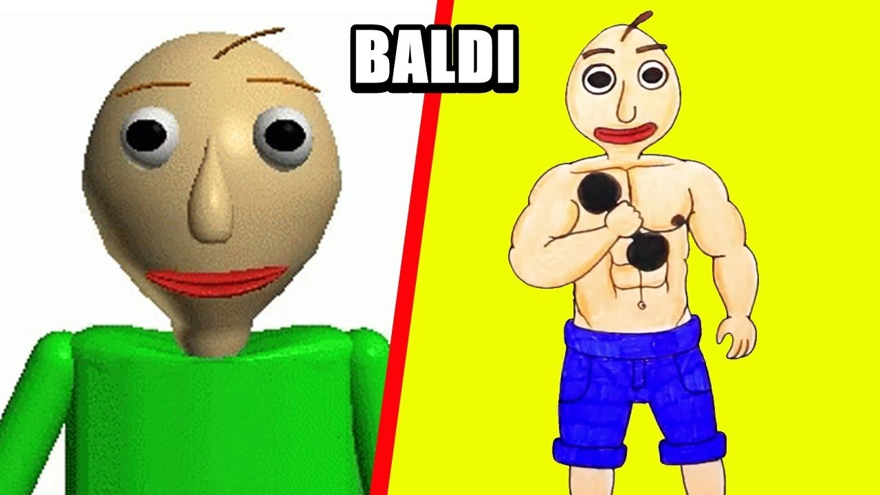 Baldi's Basics Characters ( Baldi ) As Bodybuilder Drawing and Coloring 