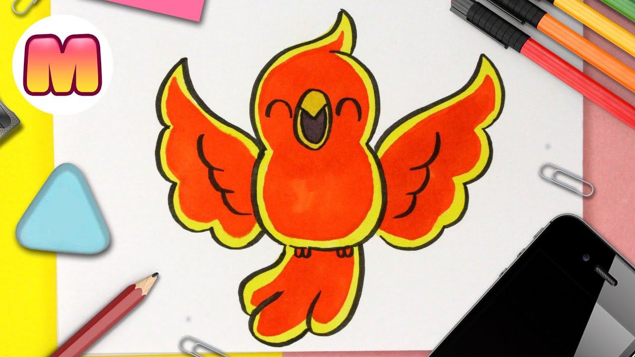 COMO DIBUJAR UN FENIX KAWAII - Dibujos kawaii faciles - Aprende a dibujar animales 