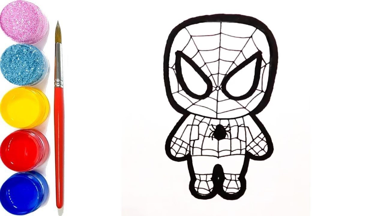 Drawing and Coloring Cute Little Spiderman For Kids | Superhero 