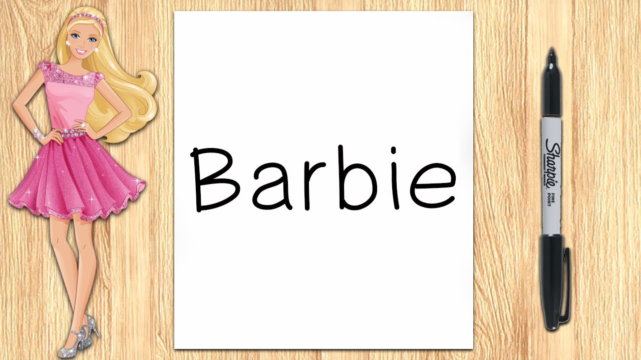 How To Turn Words Barbie Into Drawing Step by Step For Beginners 