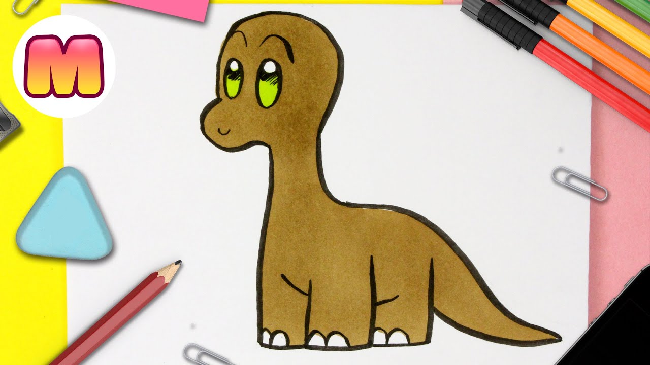 COMO DIBUJAR UN DINOSAURIO KAWAII - dibujos kawaii faciles - Como dibujar un branquiosaurio 