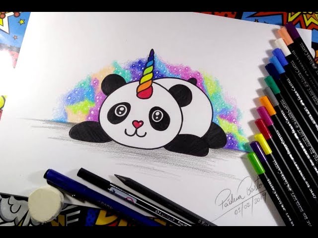 COMO DESENHAR PANDA UNICÓRNIO KAWAII SUPER FOFO - PASSO A PASSO 