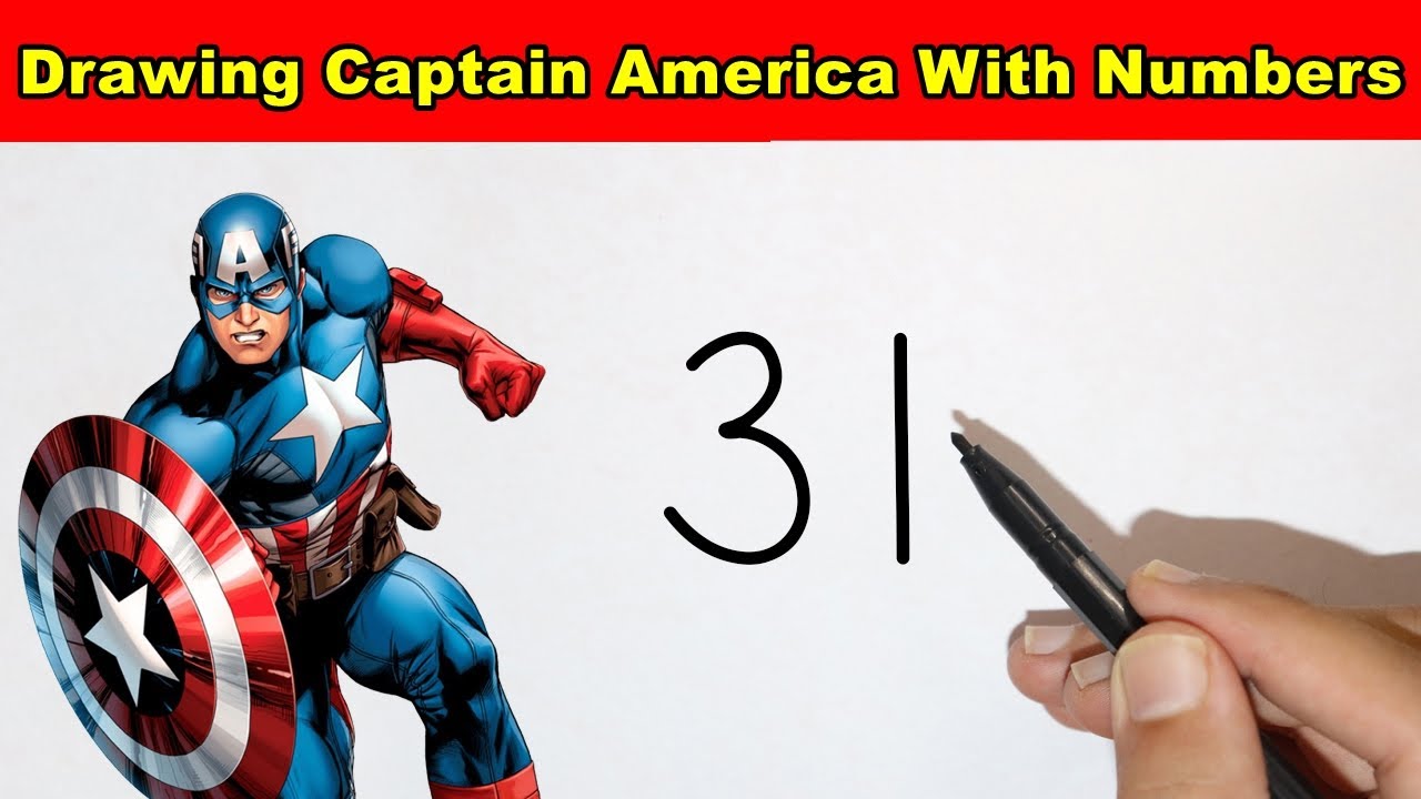 Superheroes ! Drawing Captain America with Number 31 easy for beginners 