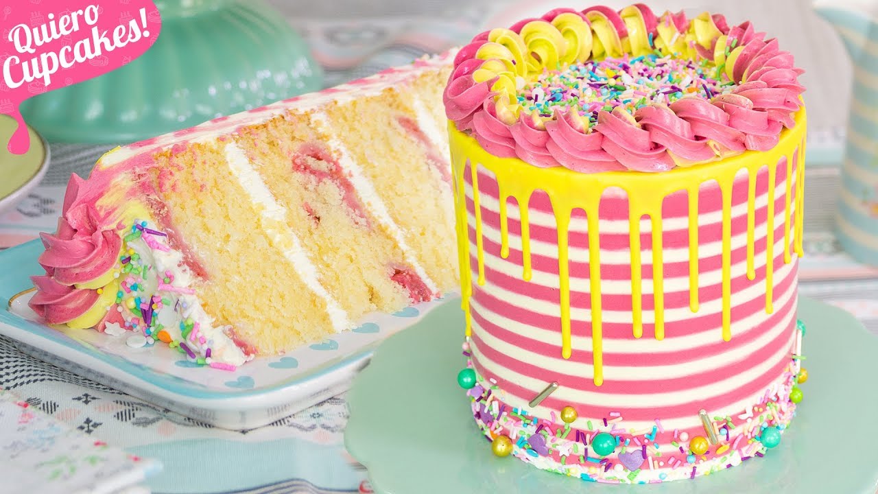 STRIPE DRIP CAKE CON BUTTERCREAM DE MERENGUE SUIZO | CHOCOLATE & FRAMBUESAS | Quiero Cupcakes! 