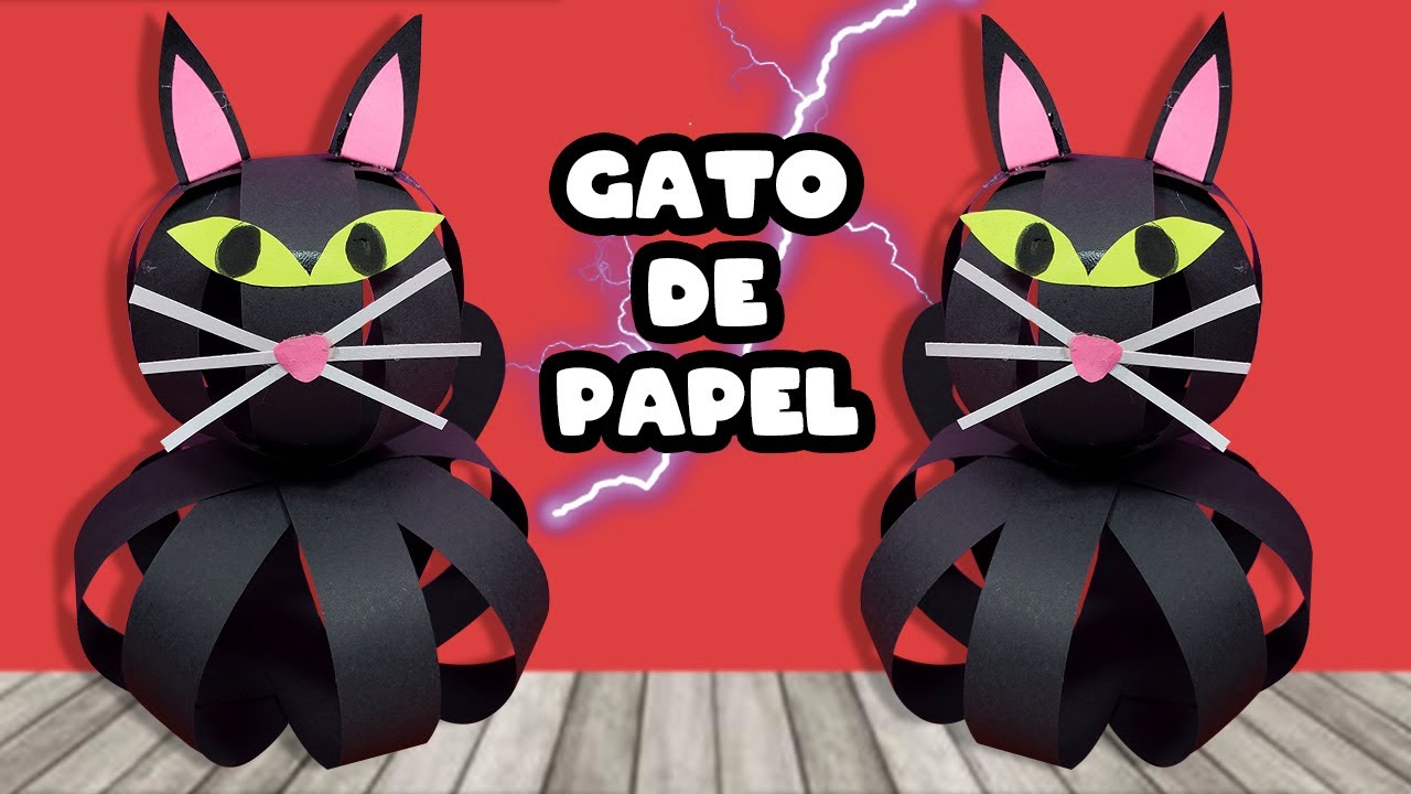 DIY Gato Negro de papel | Manualidades para Halloween Crafts Ideas | Cat Black Paper 