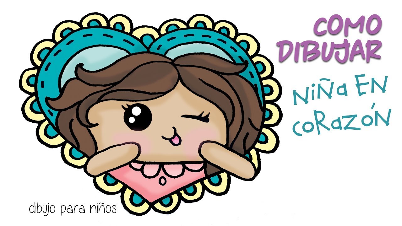 Como dibujar niña en corazón ??❤️?? 