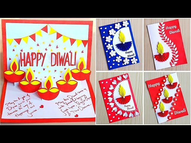 DIY 5 Handmade Diwali greeting cards for School Comptetion || Easy and Beautiful Diwali card making 