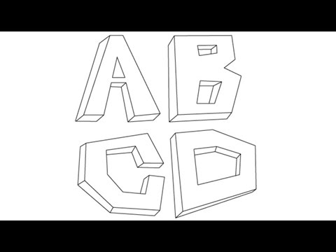 How to draw 3d letters - Easy step-by-step drawing lessons for kids 