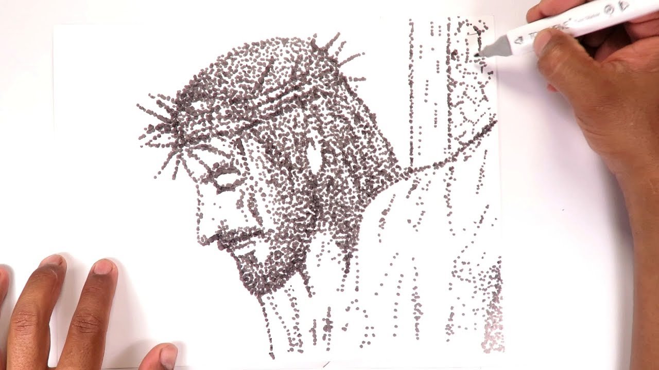 Cómo dibujar con técnica de Puntos La Pasión de Cristo 