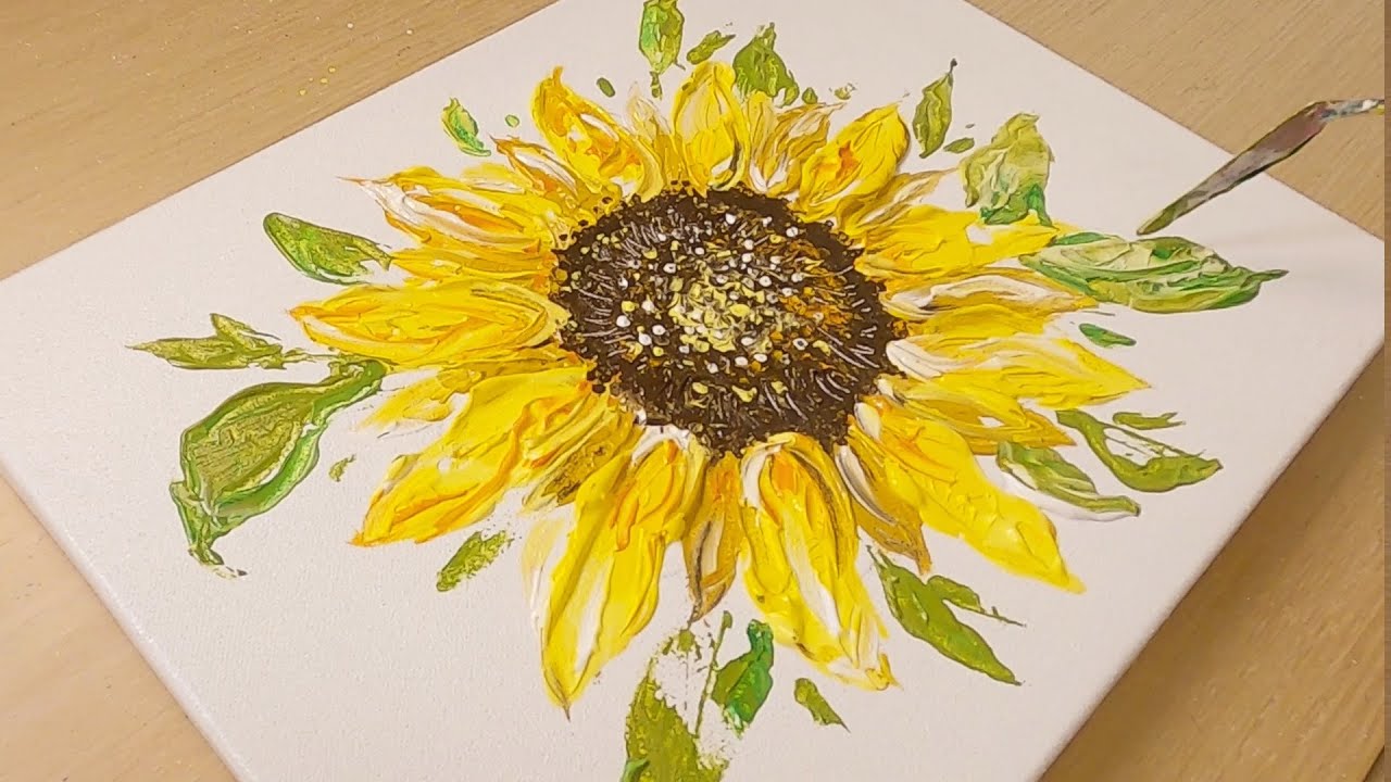 Sunflower / Palette knife painting technique / Easy creative art 