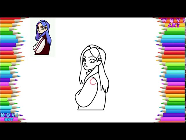 How to Draw Blue Haired Girl - Cute Anime Easy Drawing Lesson 