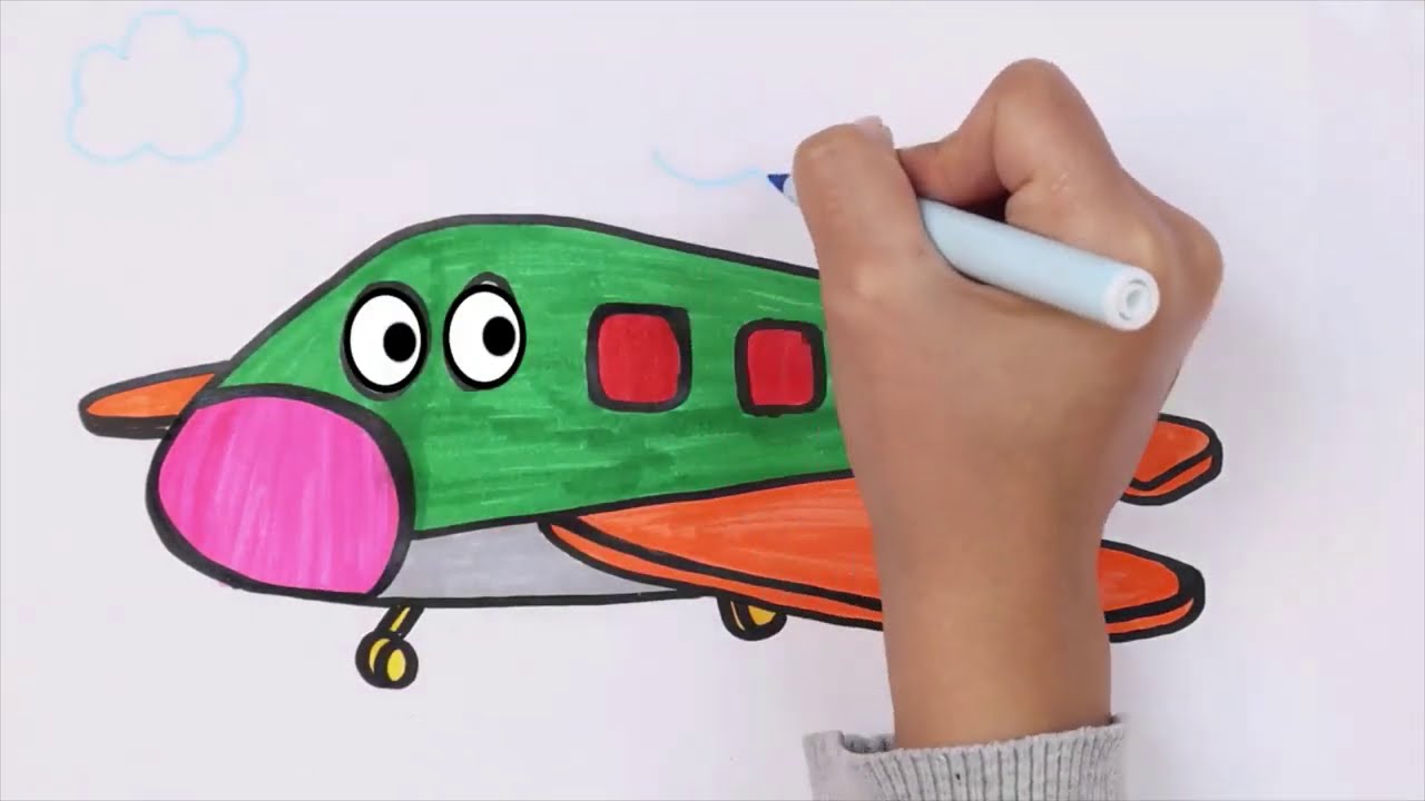 Dibujar y Colorea | Dibujos Para Niños | Aprender Colores ? | El Avión ✈️ 