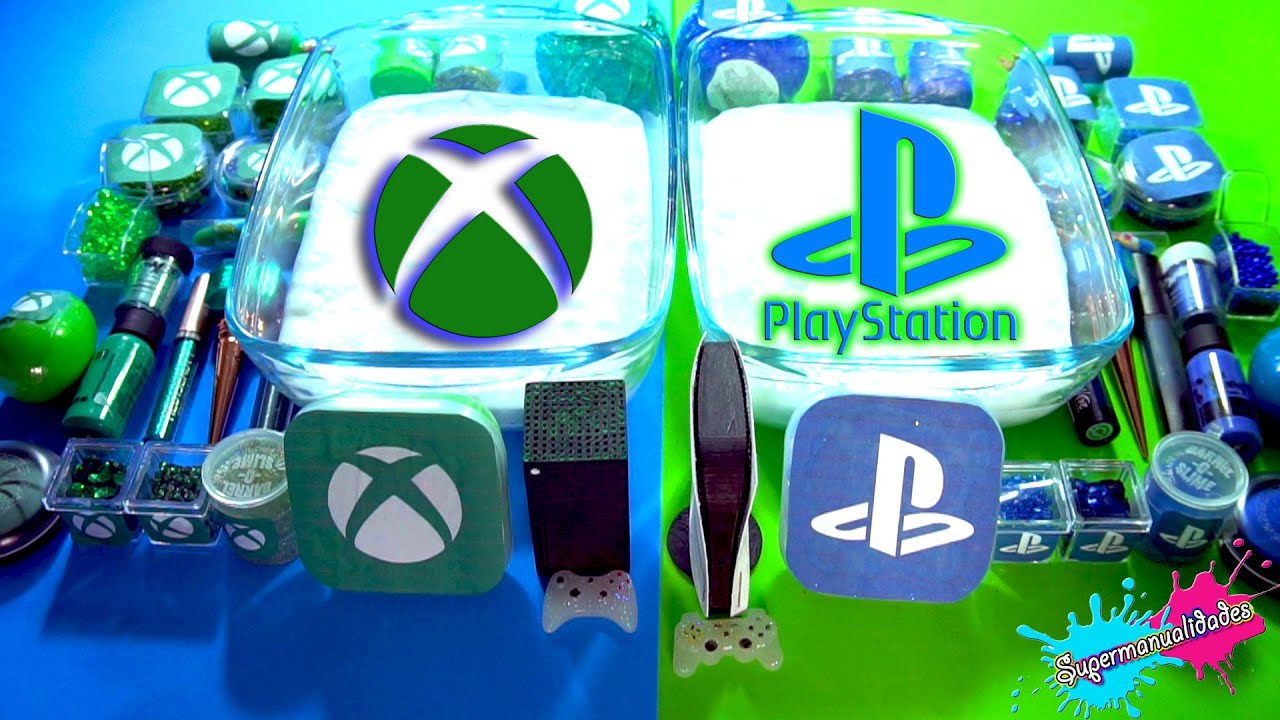 Mezclando Xbox vs Playstation en Slime Fluffy - Supermanualidades 