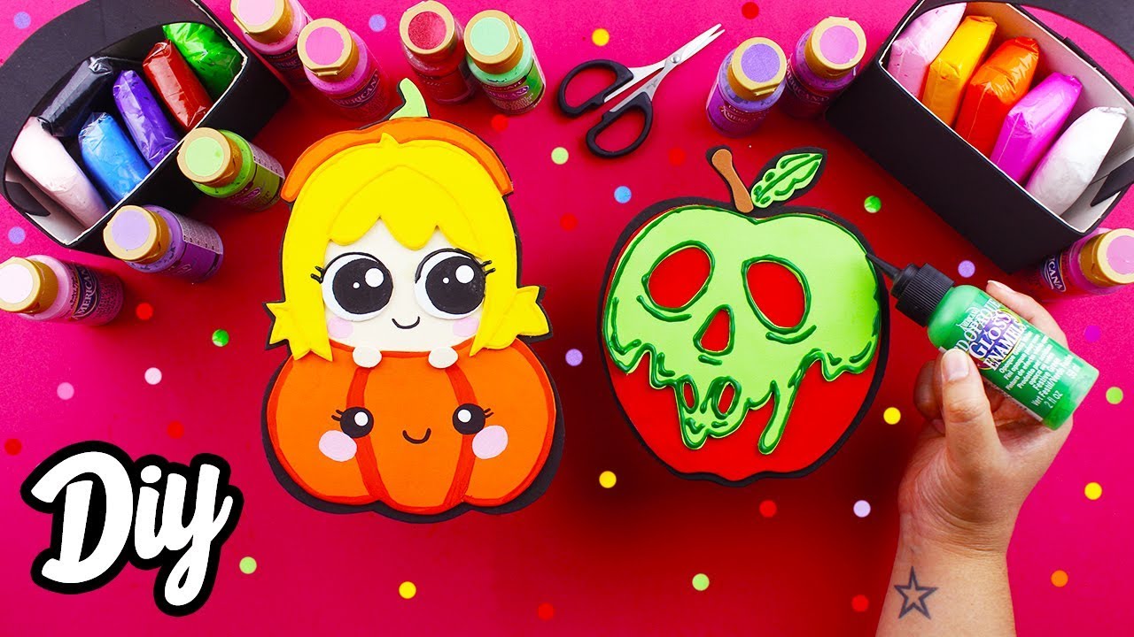 DIY HALLOWEEN RECICLAJE! Dulceros kawaii CALABAZA Y MANZANA de BLANCANIEVES Mery 1