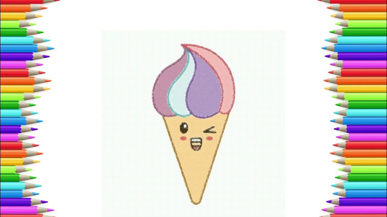 How to Draw Colorful Ice Cream - Cute Food Easy Drawing Lesson 