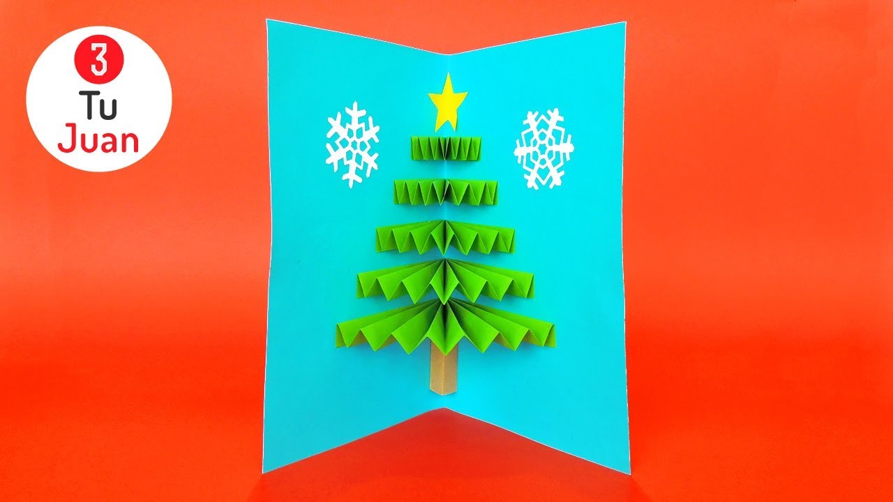 Tarjetas de NAVIDAD 3D con Árbol de Navidad POP UP - Manualidades Fáciles DIY 