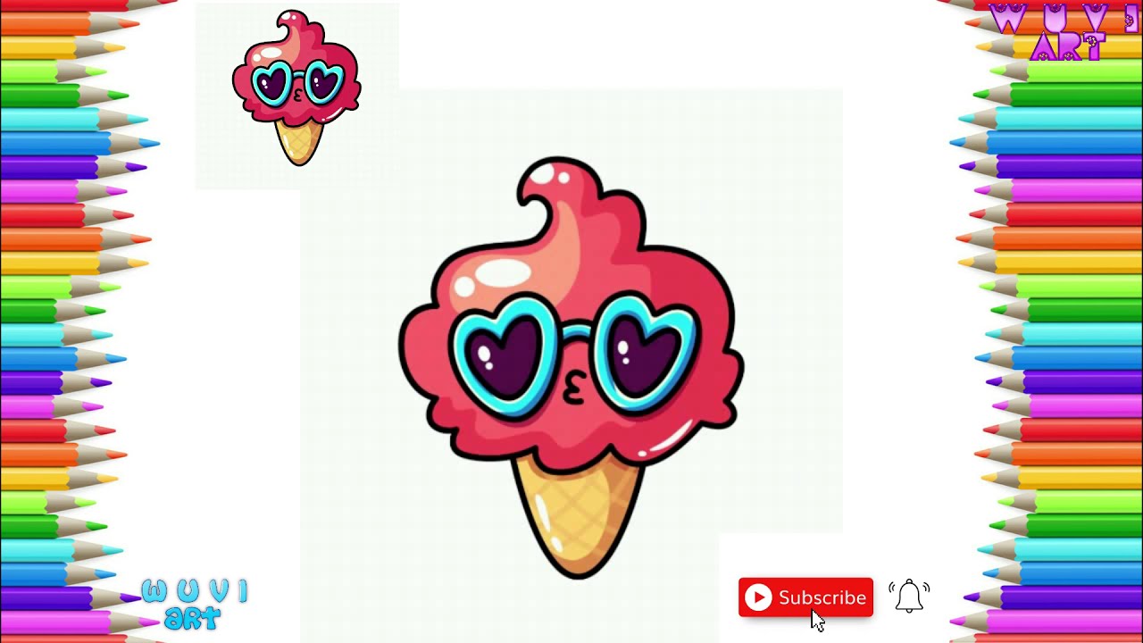 How to Draw Cool Ice Cream Cone - Cute Food Easy Drawing Lesson 