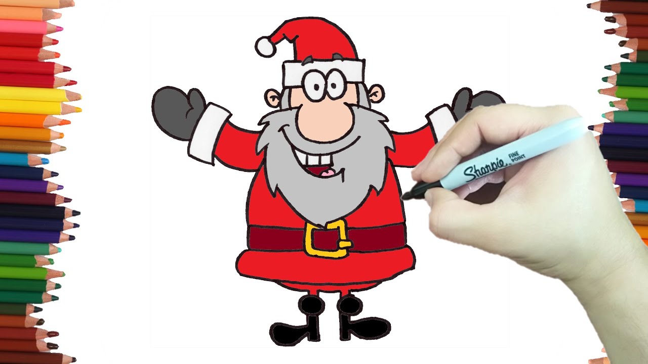 Como dibujar A PAPA NOEL PARA NAVIDAD paso a paso y MUY FACIL 