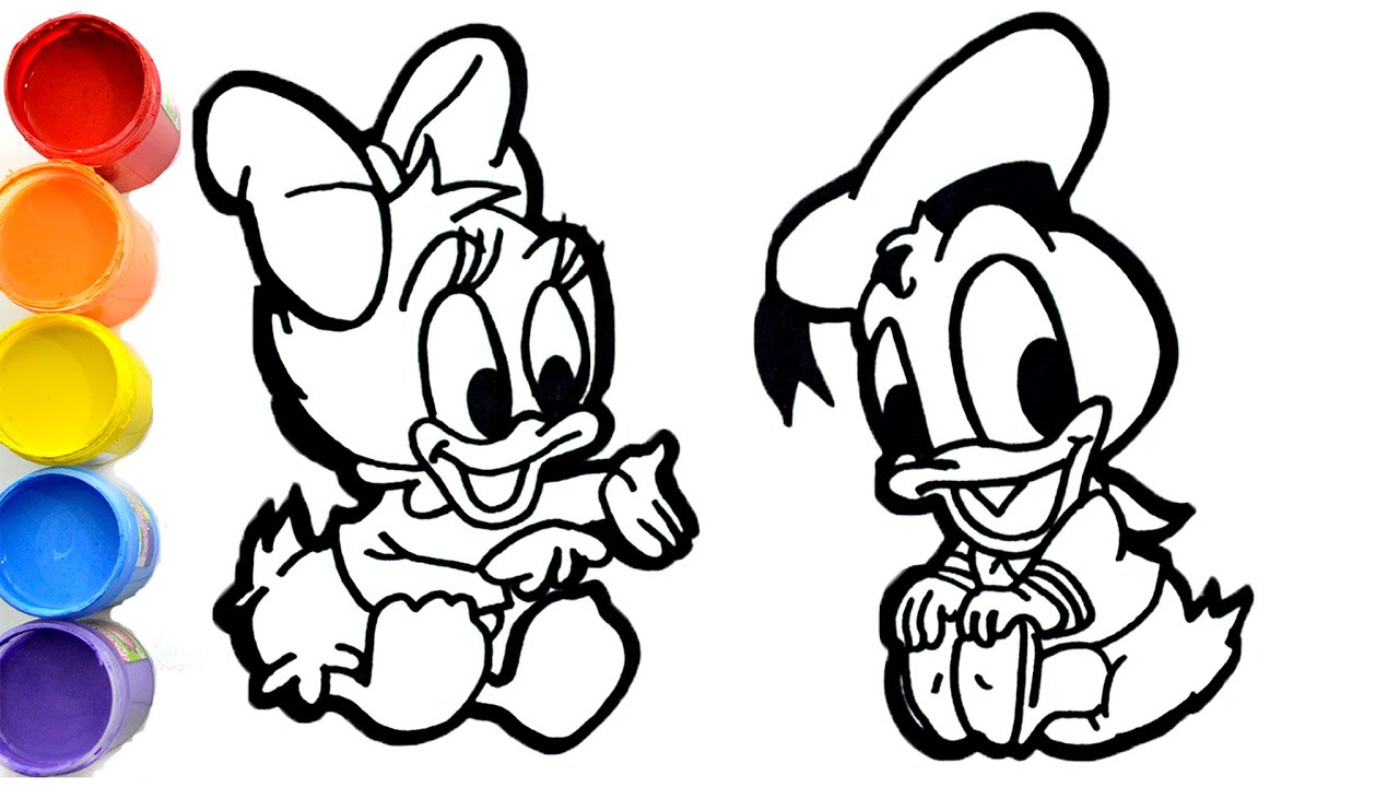 Dibujos de Baby Pato Donald y Daisy (Mickey Mouse) Disney - How to draw Baby Donald Duck and Daisy 