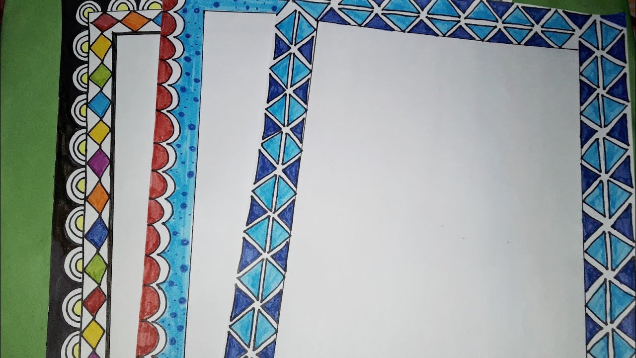 Very easy and simple border designs| Border designs on paper| Borders for project work. 