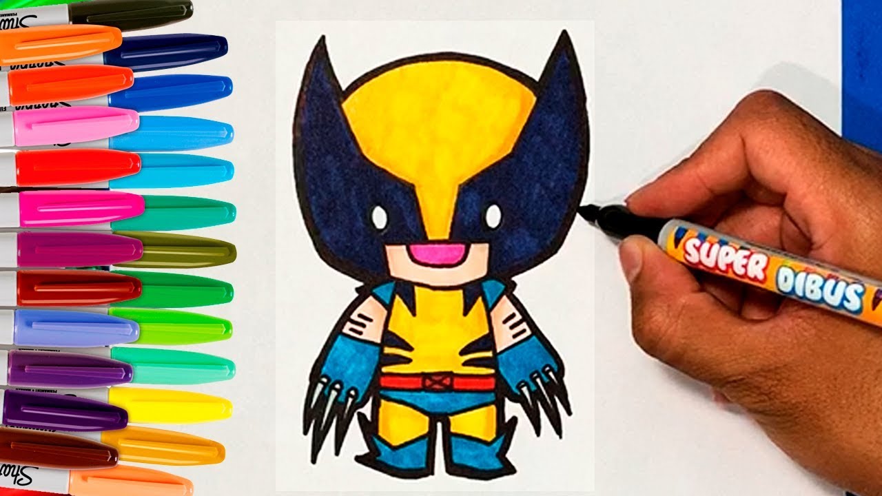 COMO DIBUJAR A WOLVERINE DE LOS X-MEN ESTILO KAWAII PASO A PASO 