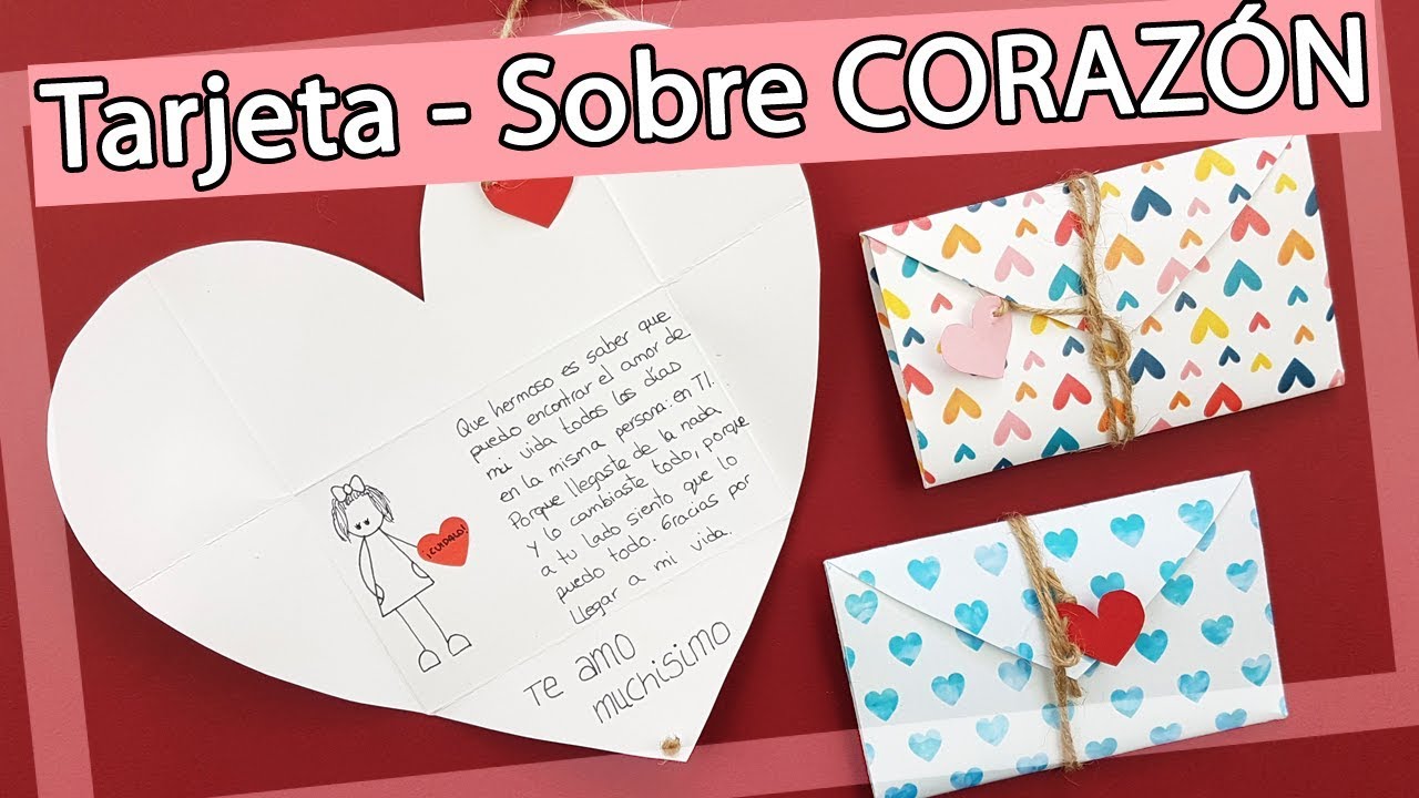 ? Tarjeta en forma de corazón y sobre con un solo papel ¡Enamórate! 