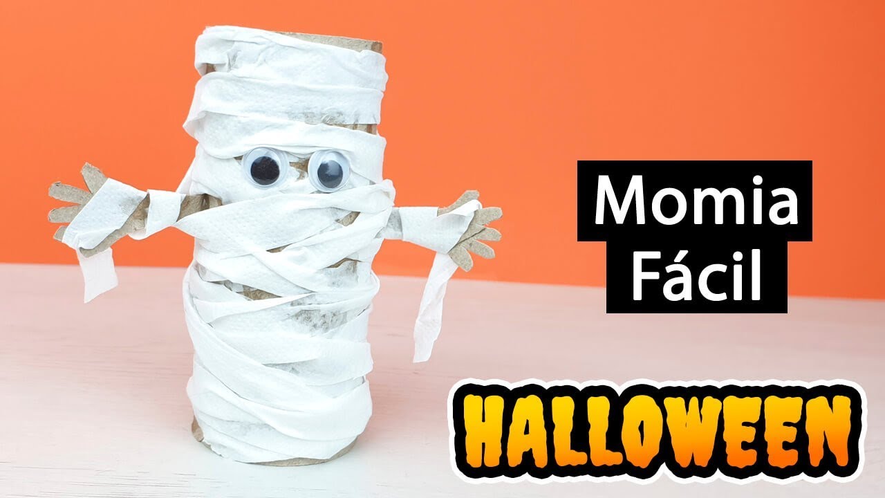 Momia para Halloween con rollo de papel higiénico ¡Fácil! 