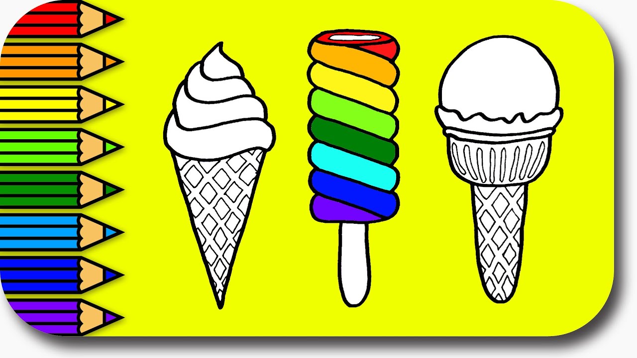 How to Draw NEW Rainbow Ice Cream - Colorful Ice Cream For Kids With Nursery Rhymes 