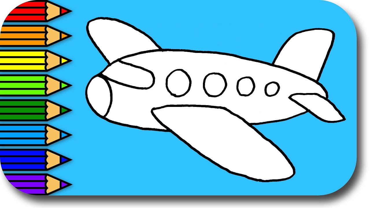 Plane Easy Drawing for Kids - How to color and draw a Plane Flying Vehicles 