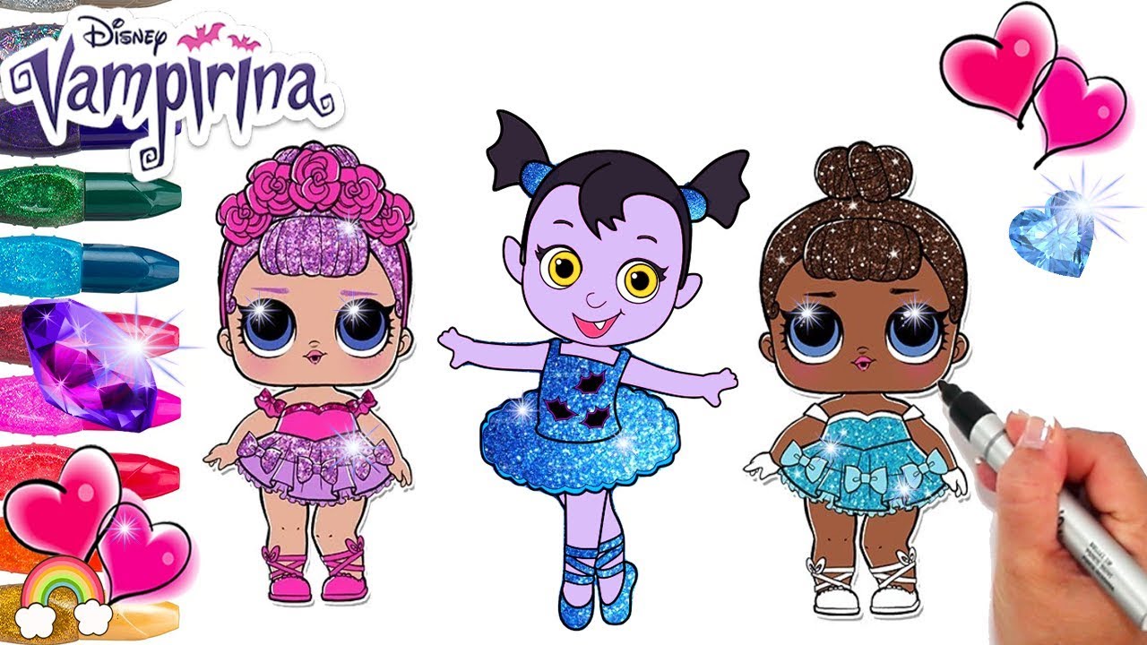 Vampirina Baby Nosy and friends LOL Dolls Sugar Queen and Glitter Miss Baby LOL Coloring Page 1